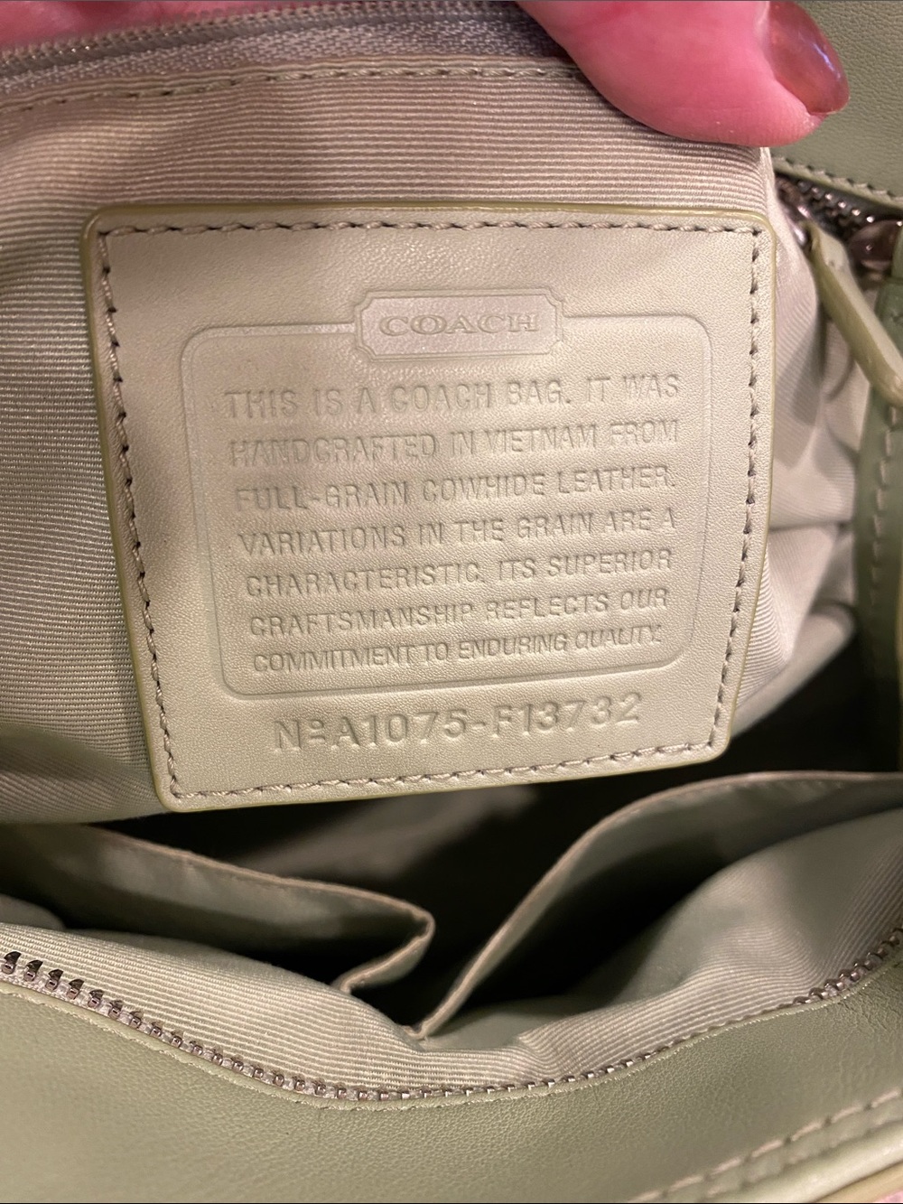 Coach Shoulder Leather Bag Purse Green F13732 Silver Colored Hardware - Picture 15 of 17